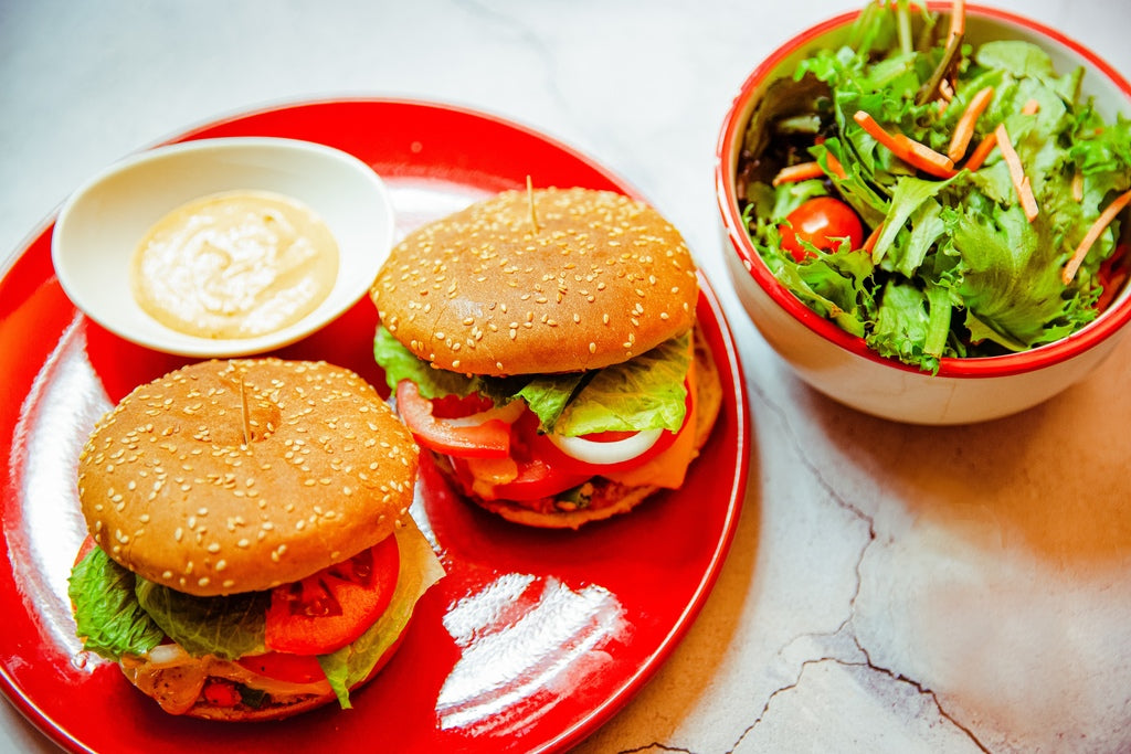 Veg Burger with Salad